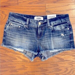 Victoria’s Secret PINK Cheeky Denim Fringe Jean Cut Off Shorts 2